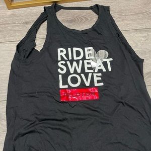 Peloton Black Tank Top with Ride Sweat Love Print